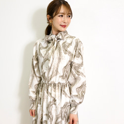 [促銷] 大理石紋2way緞帶洋裝 春季女裝 第6張的照片