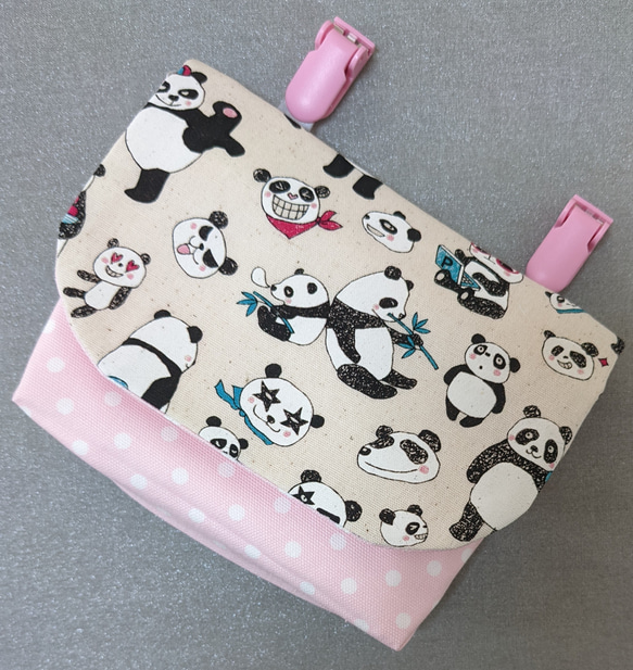 ハンドメイド オーダー 移動ポケット 保冷バッグ 巾着 ピンク ねこ