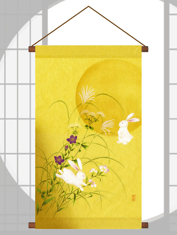 手描き友禅 茶花模様 鹿子 タペストリー