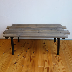 ジグザグな折りたたみローテーブル【無垢・アンティーク風】 5枚目の画像