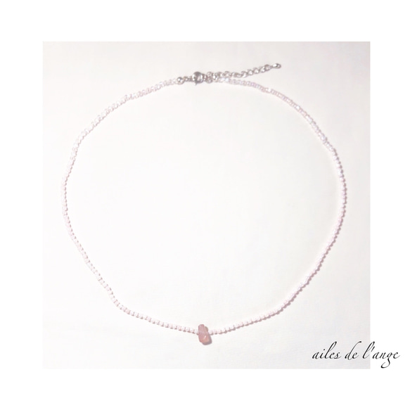 【SOLDOUT】no.887 - strawberryquartz ＊ beads necklace 2枚目の画像