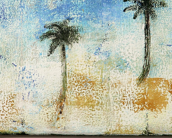 ハワイ陽光／アクリル作品　キャンバス　原画　Ｓ0号　ハワイ　ビーチ　ヤシの木 4枚目の画像