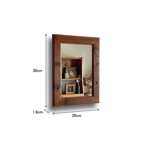 20×30cm ウッドフレーム ウォールミラー】小さめ 薄型 長方形 四角 鏡