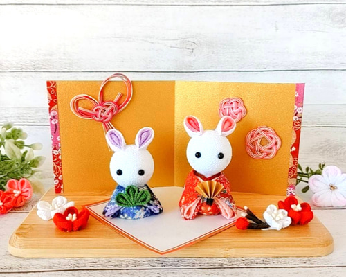 ちりめん細工 うさぎの正月飾り No.623 ちりめん細工 うさぎの正月飾り