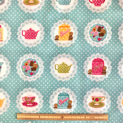 【ラスト1枚】60cmカット　USAコットン　makower uk　Tea Party doilies 4枚目の画像