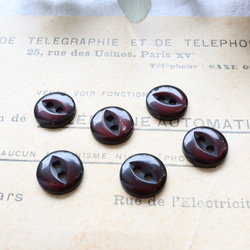 フランス 6個 ヴィンテージボタン A1232 バーガンディ 3枚目の画像