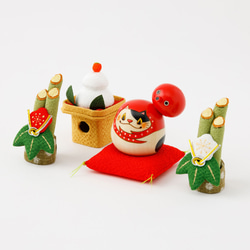 猫にタコ 正月飾り セット【 縁起物 こけし 】 多幸 蛸 ネコ めでたい プレゼント ギフト かわいい 郷土玩具 5枚目の画像