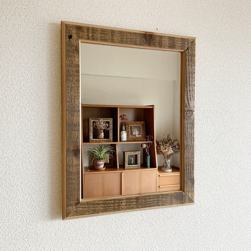 Vintage Turner Wall Mirror Wood Framed Shadow Box Curio