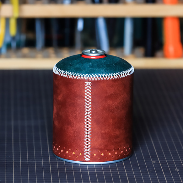戶外野營復古風格氣罐蓋 OD 罐蓋普韋布洛皮革手工縫製普韋布洛 230g/450g 第2張的照片