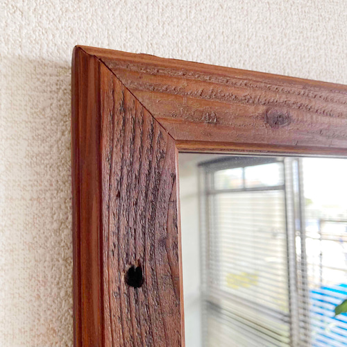 受注製作｜玄関ミラー30×85cm】アップサイクル 古材 壁掛けミラー 横長