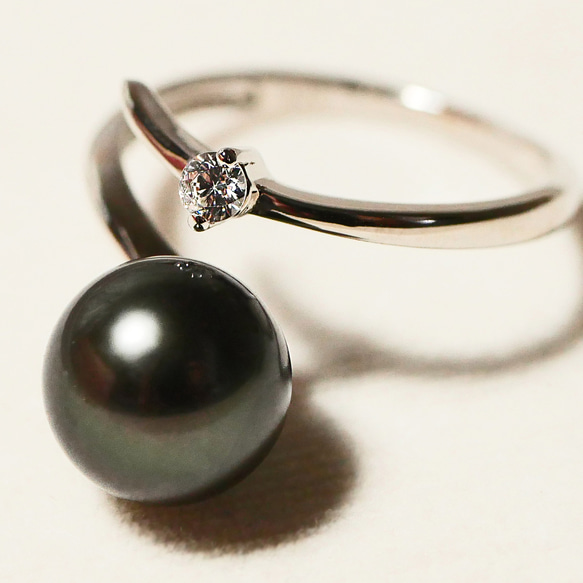 タヒチ黒蝶真珠 クールでビターなオープンリング【送料無料】冬の