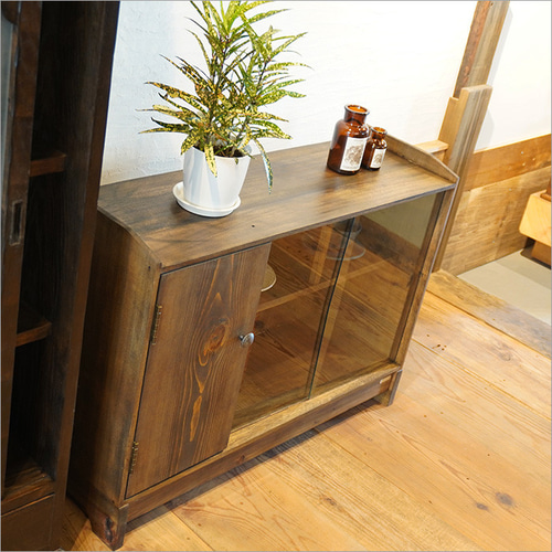 天然木 キャビネット 幅80cm Aタイプ 完成品 アンティーク