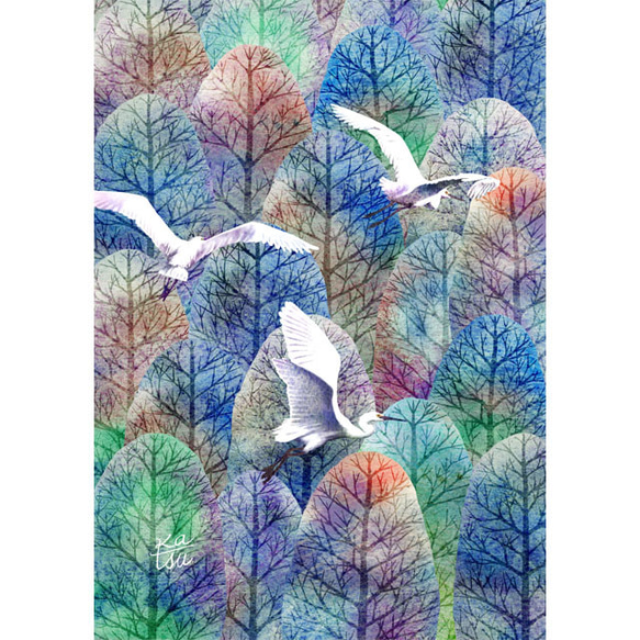 ✴️特別価格【原画】『道案内鳥』（絵画　鳥　ヘラサギ　パステル画） 鳥のパステル画 ✴️特別価格【原画】『道案内鳥』（絵画 鳥 ヘラサギ