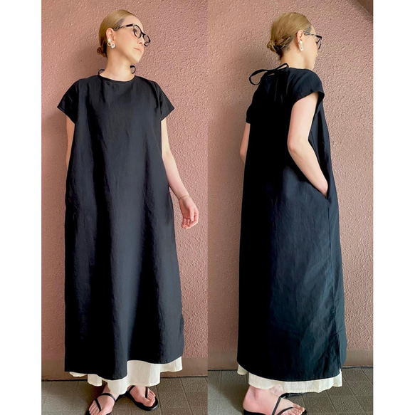 RATA ❤️常規長度❣️寬鬆棉麻連身裙❤️蓬鬆成人摩卡❤️簡約領口 第6張的照片