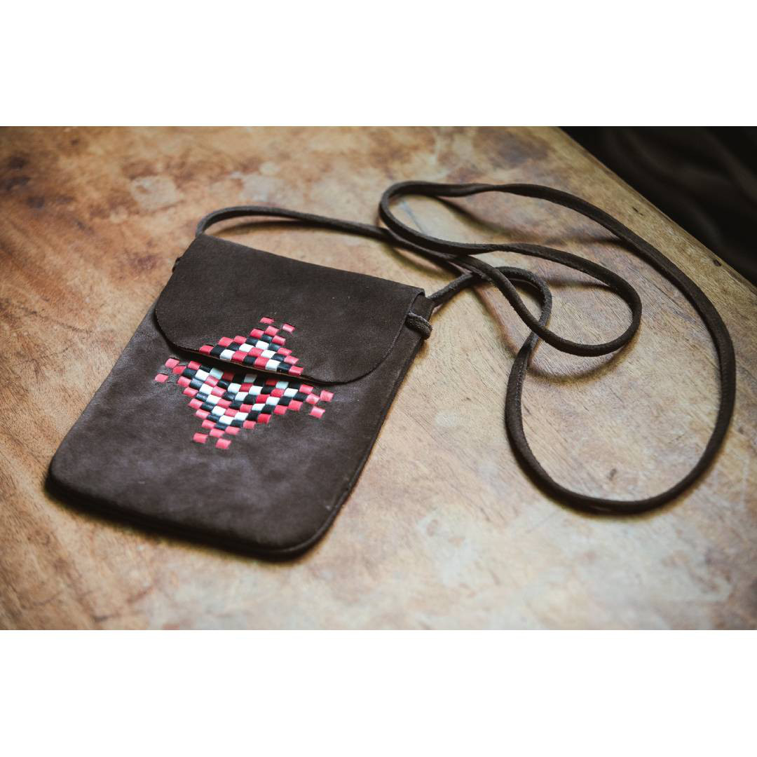 スウィートビランレザーウィービングカウスエードメディシンバッグ