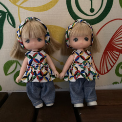 L23019 リカちゃん ブライス ハンドメイド 服 つけ襟付き ワンピース