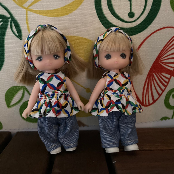 007 ミキちゃんマキちゃん ハンドメイド服 リバティー サークル柄  