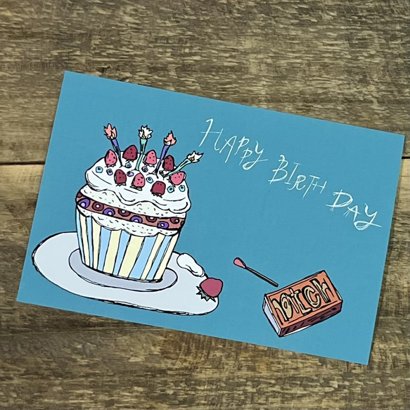 バースデーケーキの誕生日カード メッセージカード mugi-no