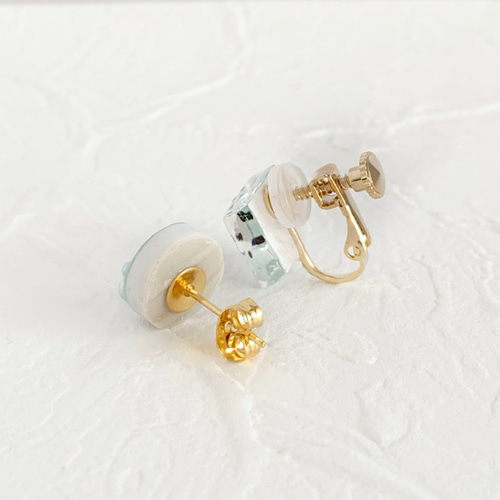 モスアゲートネモフィラフラワーカービング＊ピアスorイヤリング ネモフィラ 一輪ピアス/イヤリング | tomoka craft&accessory
