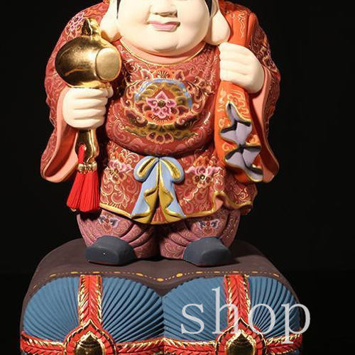 最高品質 教工芸品 彩繪 木彫仏教 精密彫刻 極上品 三面大黒天立像 