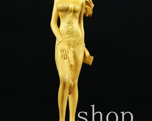 ☆極美精品 美人東洋風水木彫`美女 裸婦像 女性 工芸 置物 人形 木彫り