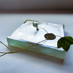 ガラス箱型花器銀箔　 4枚目の画像