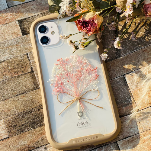 全機種対応】かすみ草 ミニブーケ インナーシート クリアケース iFace  