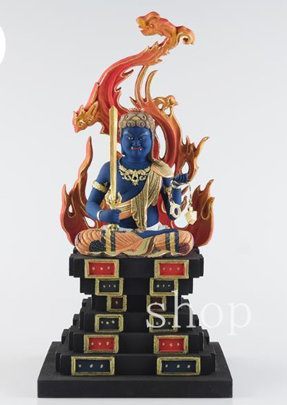 極上の木彫】不動明王☆招財 ☆鎮宅辟邪☆精密細工☆黄楊木☆木彫 
