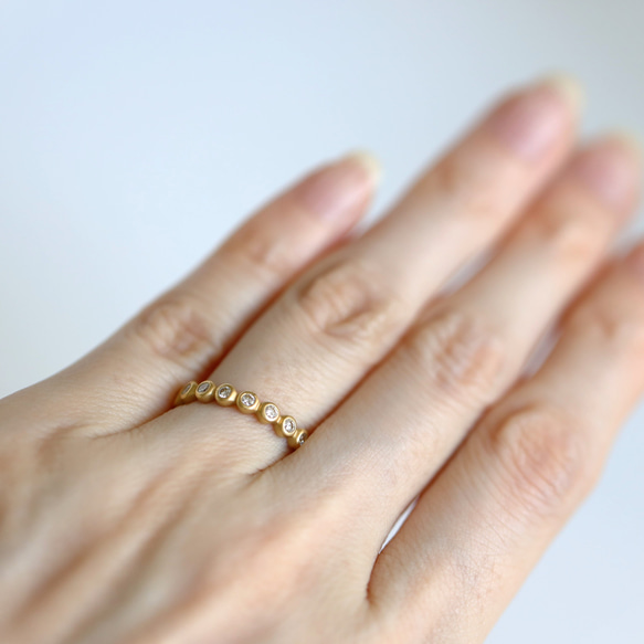 【Kajitsu】 小さな果実のハーフエタニティリング K18YG ダイヤモンド 記念日 婚約指輪 結婚指輪 6枚目の画像