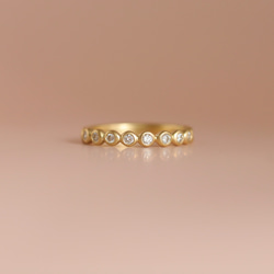 【Kajitsu】 小さな果実のハーフエタニティリング K18YG ダイヤモンド 記念日 婚約指輪 結婚指輪 1枚目の画像