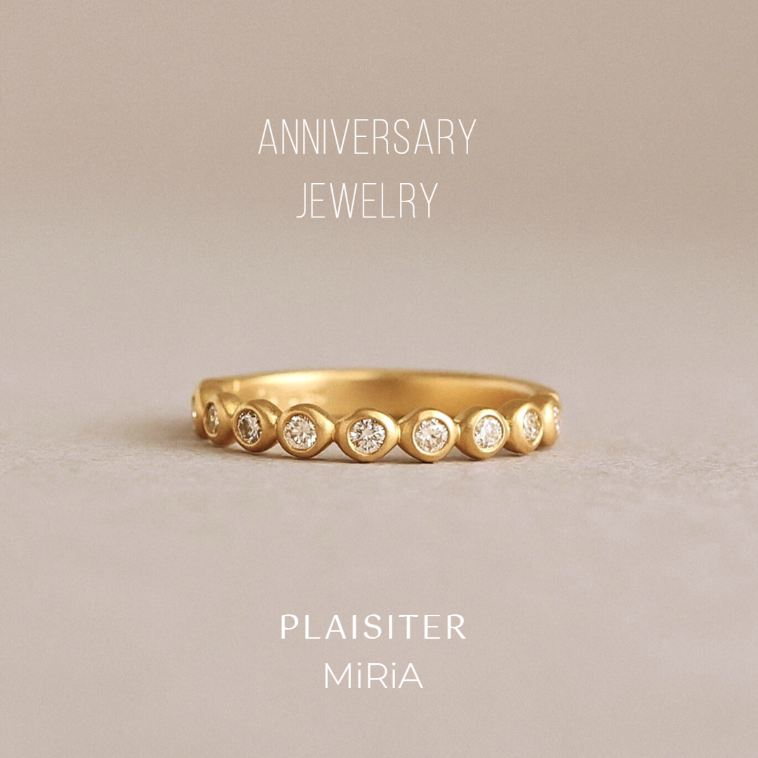 Kajitsu 小さな果実 ハーフエタニティリング K18YG ダイヤモンド 記念日 婚約指輪 結婚指輪