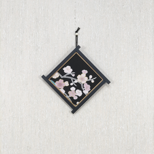 桜ハンドメイド2023　壁掛け　和風 かべ飾り　古布・夜桜　NO.2 1枚目の画像