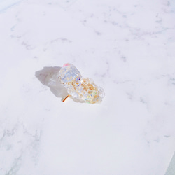 《送料無料》✨天然石風ポニーフック　クラスター　原石　水晶　天然石　クリア　マット　オーロラ 結晶 3枚目の画像