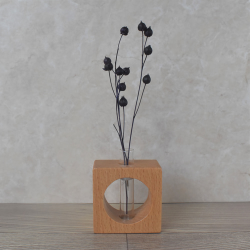 木の一輪挿し 四角に丸 一輪挿し・花瓶・花器 Woodcraft-N 通販