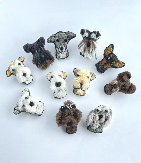 weekends 犬　シュナウザー　ブローチ　大きめ 受注製作】ミニチュア・シュナウザーの刺繍ブローチ【大】 犬