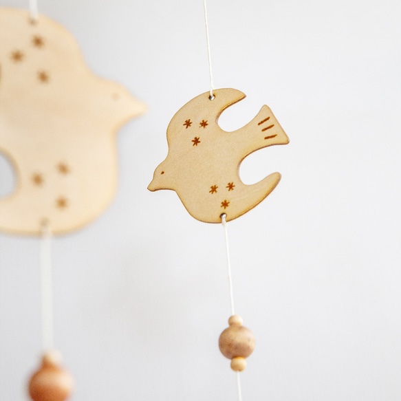 斯堪的納維亞移動內裝 斯堪的納維亞商品 [鳥木製移動] 裝飾品 嬰兒禮物 嬰兒禮物 禮物雕像 第4張的照片