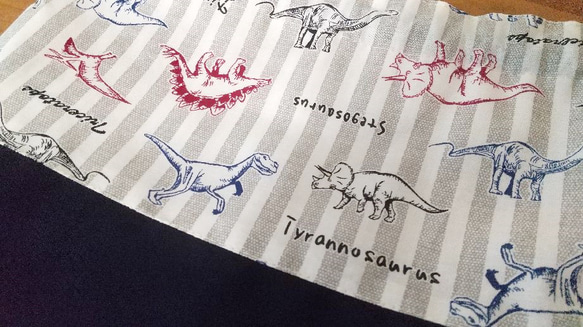 　入園入学新学期準備　ティラノサウルス・トリケラトプスetc　大好き　恐竜くん　お弁当袋巾着袋　 3枚目の画像