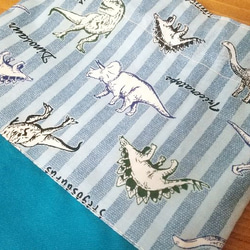 　入園入学新学期準備　ティラノサウルス・トリケラトプス　大好き　恐竜くん　コップ袋や給食袋などに巾着袋 2枚目の画像