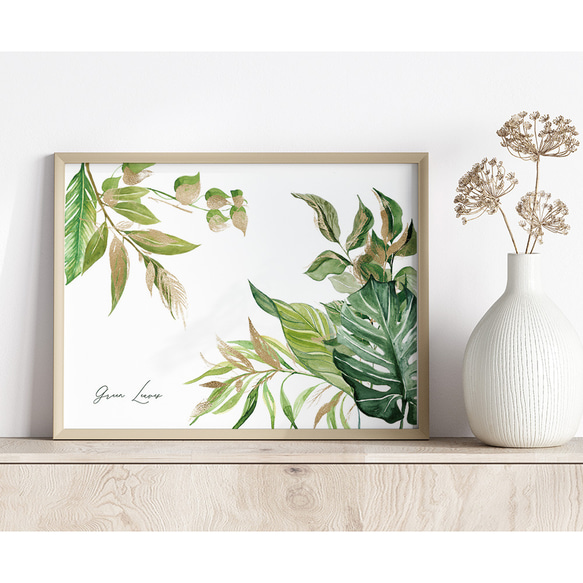 ポスター　夏の葉 / i0855 /  モンステラなどの涼しげなインテリアグリーン　観葉植物　インテリアポスター 2枚目の画像