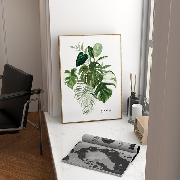 ポスター　夏の葉 / i0847 /  モンステラなどの涼しげなインテリアグリーン　観葉植物　インテリアポスター 2枚目の画像