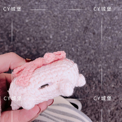 ピンクのリボン子豚AirPods 1/2/3/pro ケースcase☆桜ハンドメイド2023春色新作2023 5枚目の画像