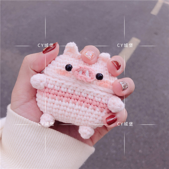 ピンクのリボン子豚AirPods 1/2/3/pro ケースcase☆桜ハンドメイド2023春色新作2023 6枚目の画像
