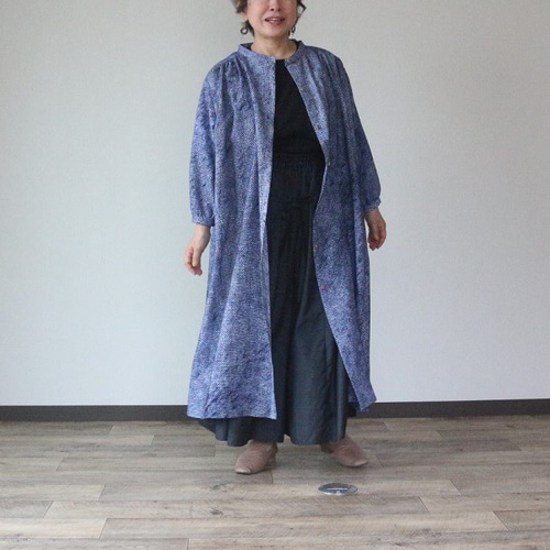 着物リメイク 有松絞りスタンドカラーシャツワンピース ワンピース 