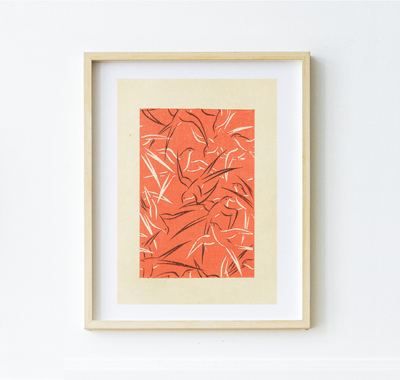 NO.401】ツバメ柄の日本画アートポスター☆おしゃれ燕和室和