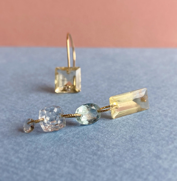 Prana gem drops ✴︎シトリン ✴︎アクアマリン✴︎ジルコニア✴︎k14gf ピアス 6枚目の画像
