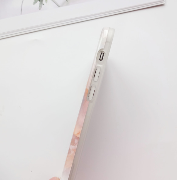 色が選べる ★ スマホショルダー ストラップ付き iphoneケース くすみピンク 大理石 マーブル 8枚目の画像