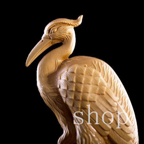 新品』『鳥 』 東洋彫刻 天然木 置物 高級木彫り 木造 細密彫刻 置物