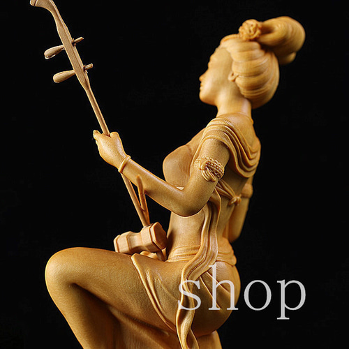 中国唐時代人物彫刻(楽器を演奏する仕女) 中国唐時代人物彫刻(楽器を