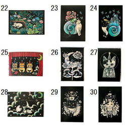 オリジナルポストカード３枚セット 「魔法の練習」「君がいた日々」「神」★ 猫 星月猫 アート 9枚目の画像