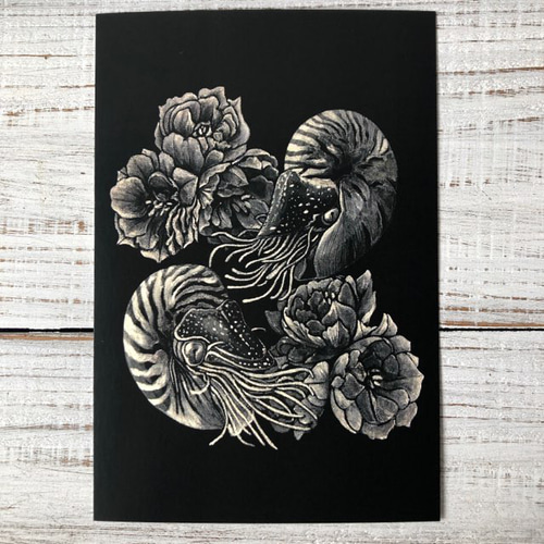 ポストカードサイズ❗手作り額付きシルクスクリーン応用絵画　「今宵もよろしく猫」 美しい 桜 小鳥 鶯 水彩画 イラスト アート 3枚 ハガキ ポスト